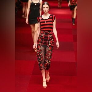 Dolce & Gabbana SS 2015 RARE Embroidered sheer skirt, $19k